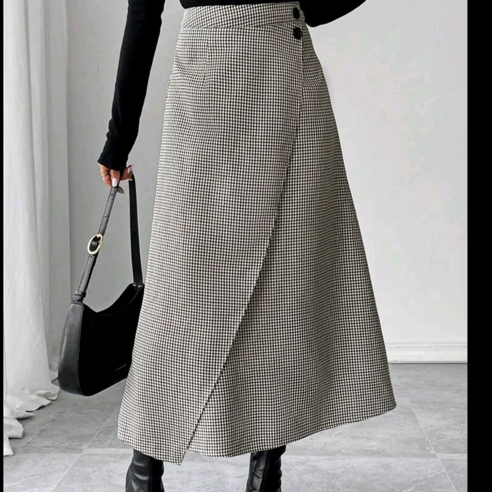 Women's Skirt, Women's Long Skirt, Plaid, Slit, Fashionable Sexy, - Picture 5 of 5